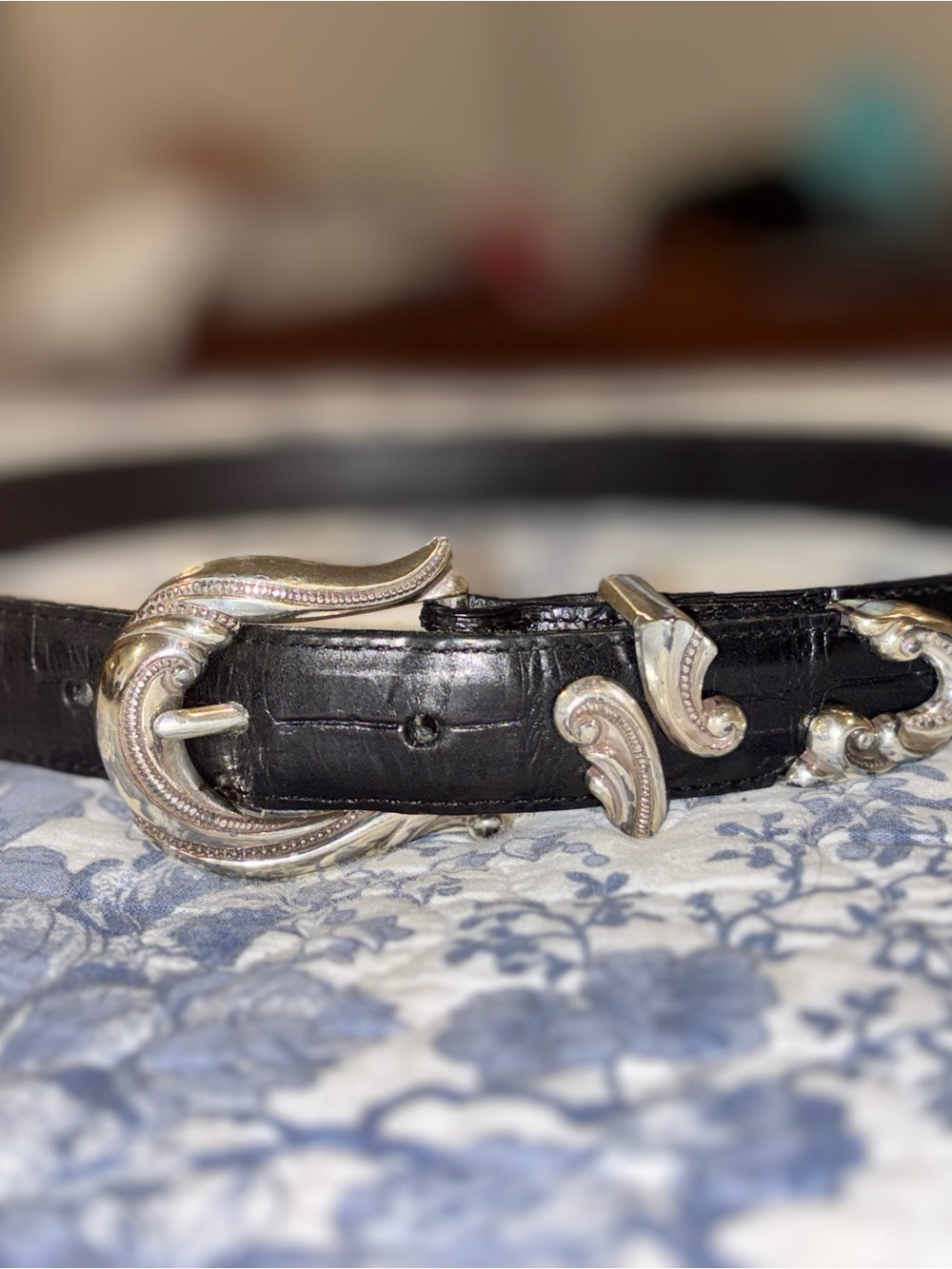 Brighton Embossed Leather Belt with Ornate Buckle